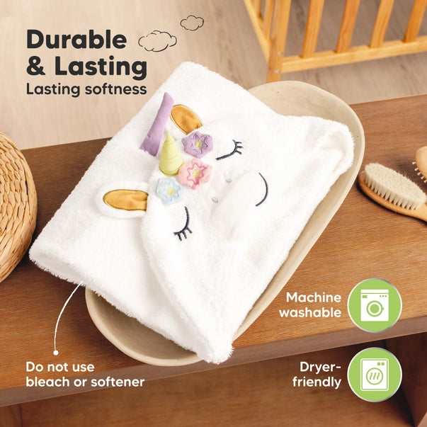 Organic Cotton Baby Hooded Towel - Unicorn