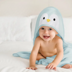 Organic Bamboo Baby Hooded Towel (Penguin) - Option to personalize it