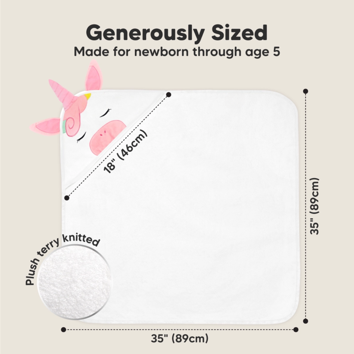 Organic Bamboo Baby Hooded Towel (Unicorn) - Option to personalize it