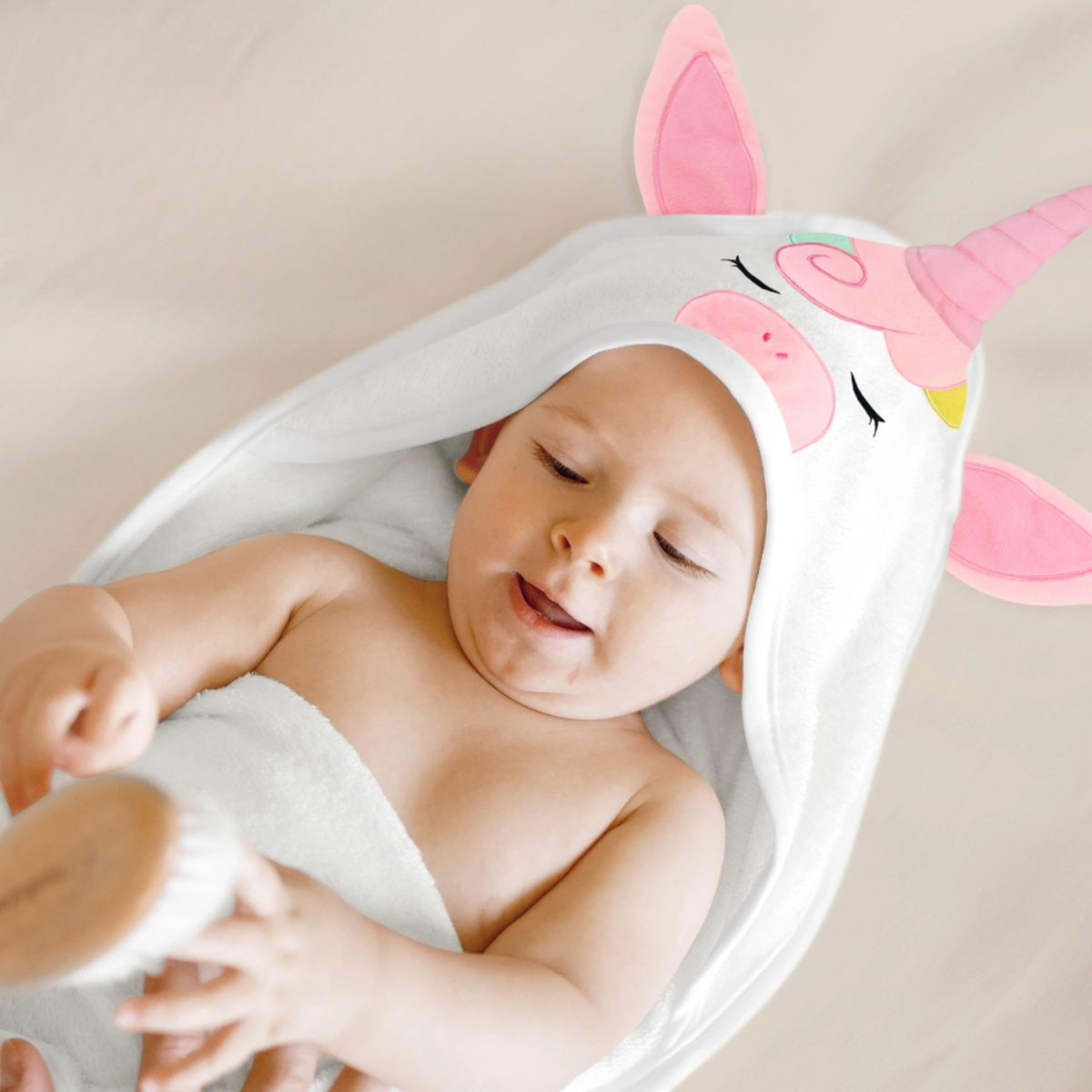 Organic Bamboo Baby Hooded Towel (Unicorn) - Option to personalize it
