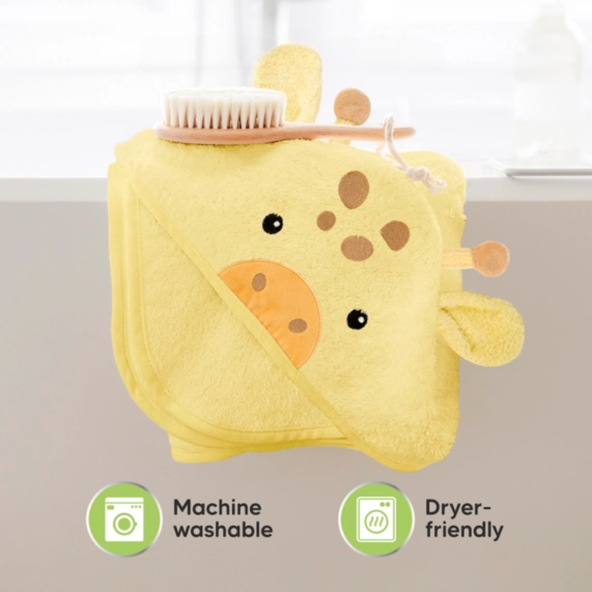 Organic Bamboo Baby Hooded Towel (Giraffe) - Option to personalize it