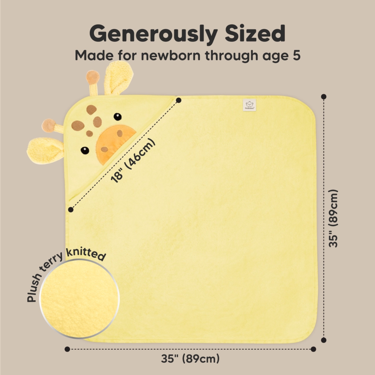 Organic Bamboo Baby Hooded Towel (Giraffe) - Option to personalize it