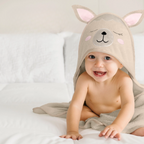 Organic Bamboo Baby Hooded Towel (Alpaca) - Option to personalize it
