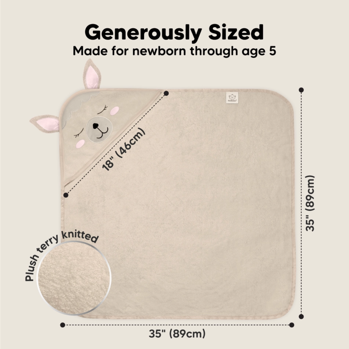 Organic Bamboo Baby Hooded Towel (Alpaca) - Option to personalize it