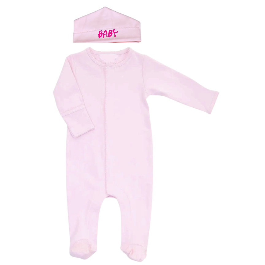 Pink Footie and Hat