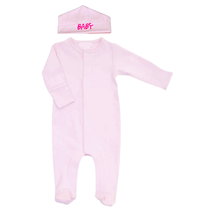 Pink Footie and Hat