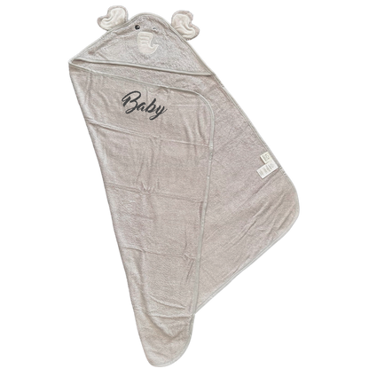 Organic Bamboo Baby Hooded Towel (Elephant) - Option to personalize it