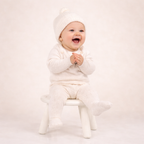 Knitted Baby Coming Home Outfit with 3D Bunny Design