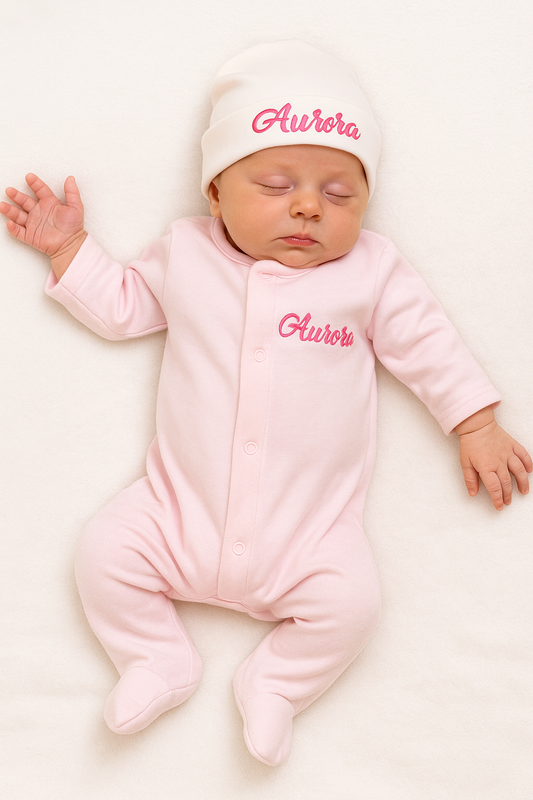 Pink Footie and Hat