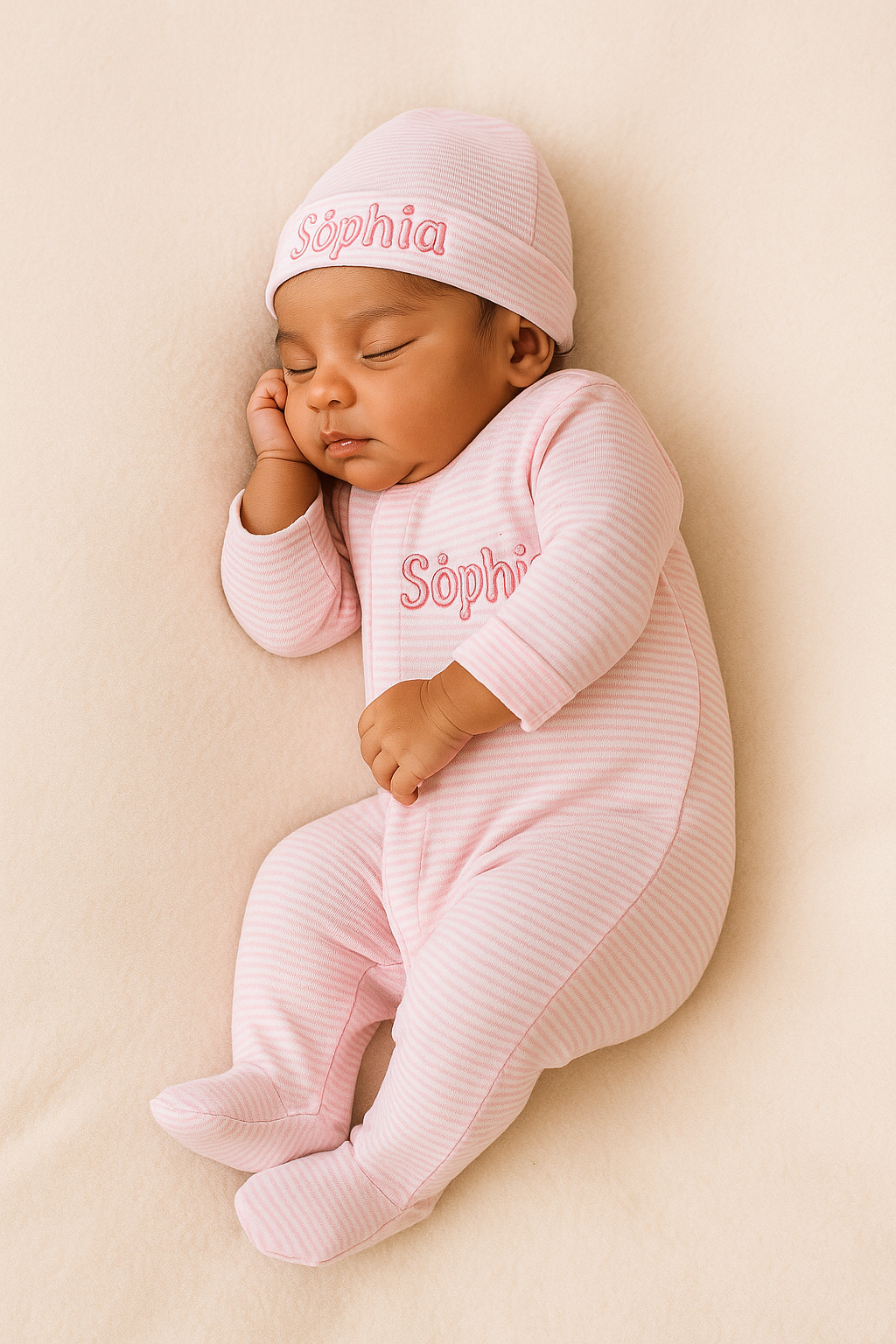 Pink Stripes Footie and Hat