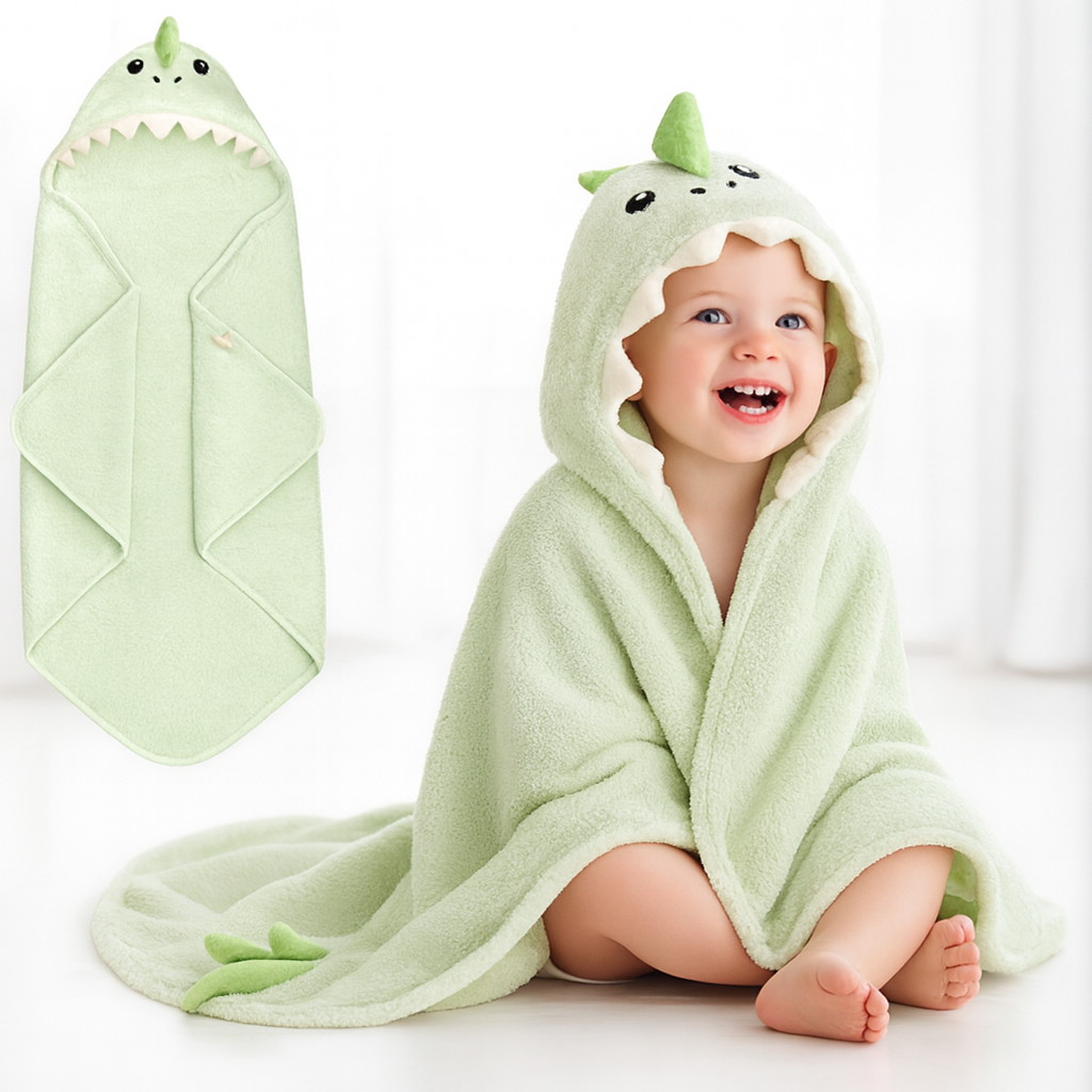 Organic Cotton Baby Hooded Towel - Draco