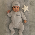Light Grey Tiny Stripe Footie and Hat