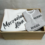 Light Grey Tiny Stripe Footie and Hat