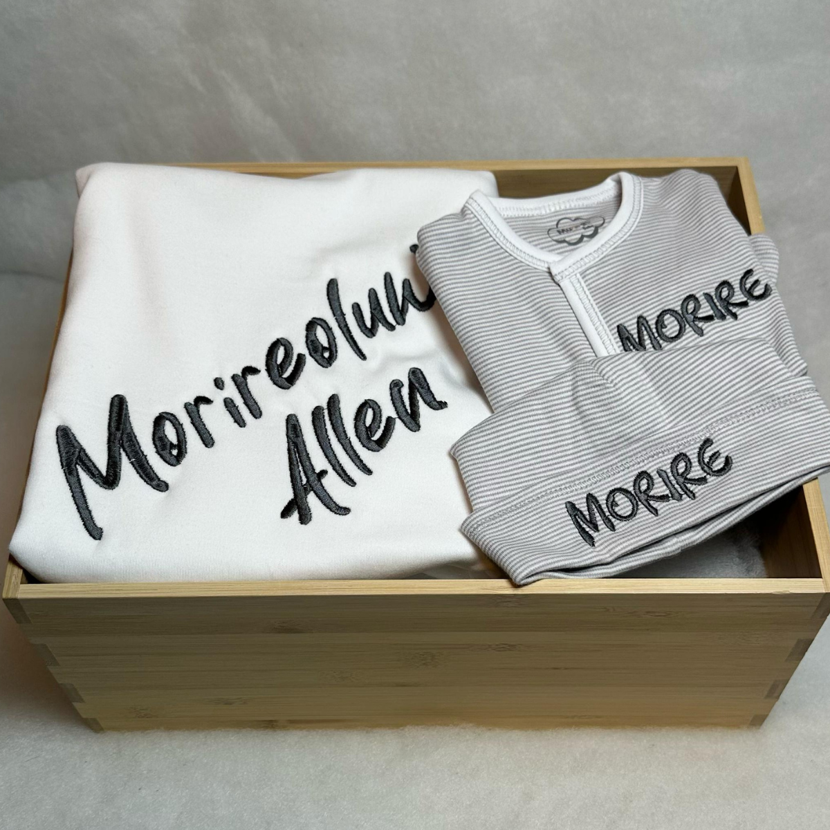 Light Grey Tiny Stripe Footie and Hat