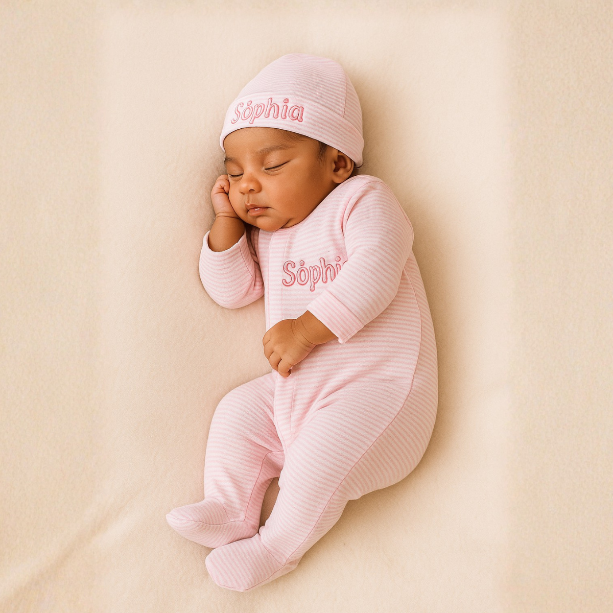 Pink Stripes Footie and Hat