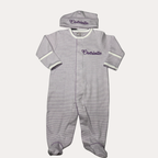 Lavender Tiny Stripe Footie and Hat