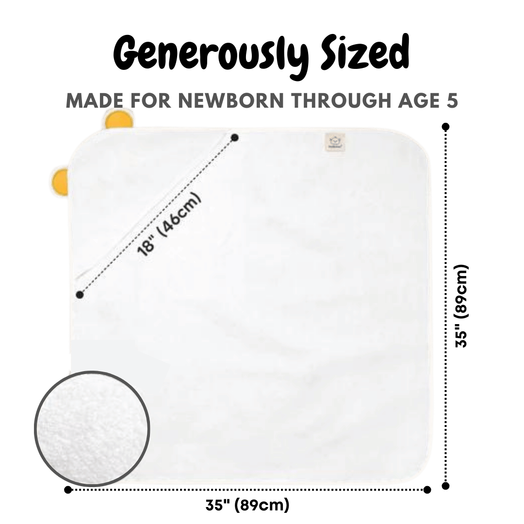 Organic Bamboo Baby Hooded Towel (Yellow Ears) - Option to personalize it