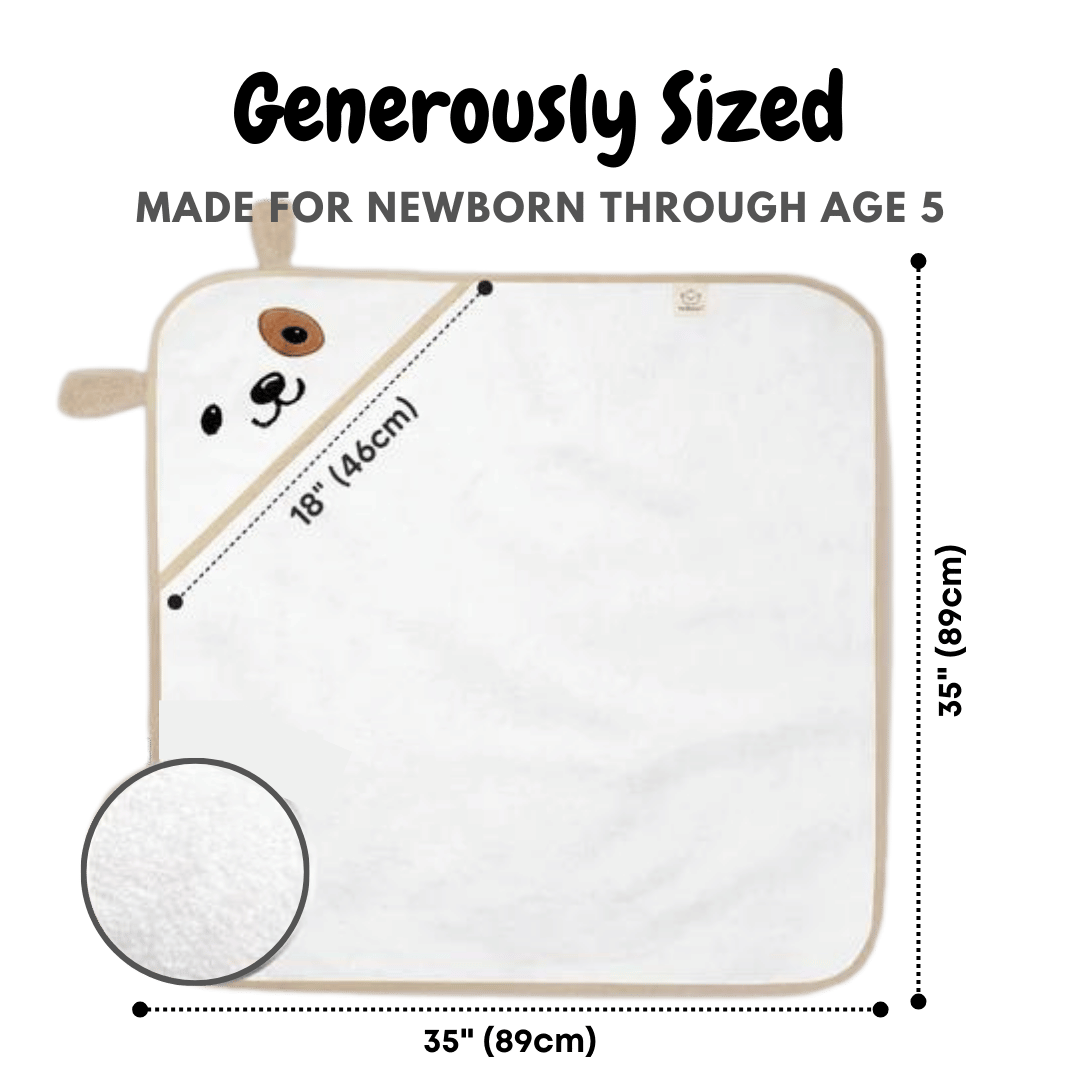 Organic Bamboo Baby Hooded Towel (Dog) - Option to personalize it