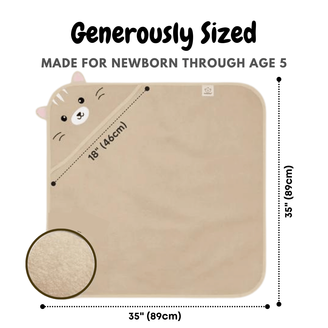 Organic Bamboo Baby Hooded Towel (Cat) - Option to personalize it