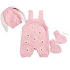Spring Floral Knitted Baby Girl Outfit – Pima Cotton Newborn Gift Set for Baby Photoshoot