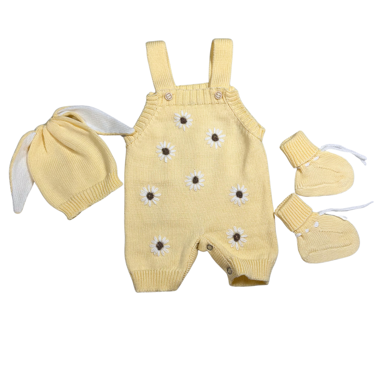 Spring Floral Knitted Baby Girl Outfit – Pima Cotton Newborn Gift Set for Baby Photoshoot