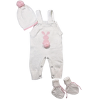 Adorable Bunny 3-Piece Knitted Baby Outfit for Coming Home, Sleeveless Romper