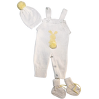 Adorable Bunny 3-Piece Knitted Baby Outfit for Coming Home, Sleeveless Romper