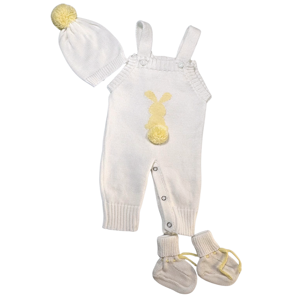 Adorable Bunny 3-Piece Knitted Baby Outfit for Coming Home, Sleeveless Romper