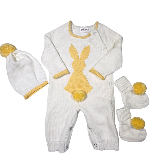 Bunny Knitted Coming Home Outfit – Pima Cotton Newborn Gift Set for Baby Photoshoots