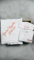 White with Pink Picot Footie and Hat