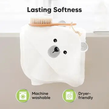 Organic Bamboo Baby Hooded Towel (Bear) - Option to personalize it