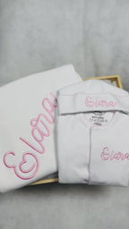 White with Pink Picot Footie and Hat