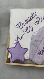 Lavender Tiny Stripe Footie and Hat