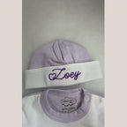 Lavender Tiny Stripe Bib Front Footie and Hat