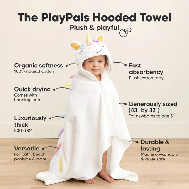 Organic Cotton Baby Hooded Towel - Unicorn