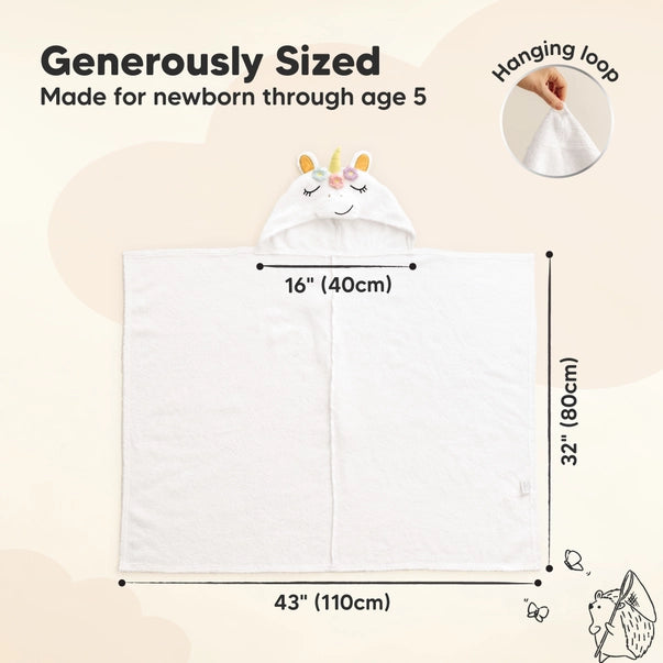 Organic Cotton Baby Hooded Towel - Unicorn